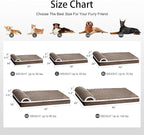Orthopedic Dog Bed Large Sized Dog with Pillow 36''X24'', Waterproof Soft Comfortable Egg Crate Foam Pet Crate Beds Mat with Removable Washable Cover and Non-Slip Bottom, Taupe