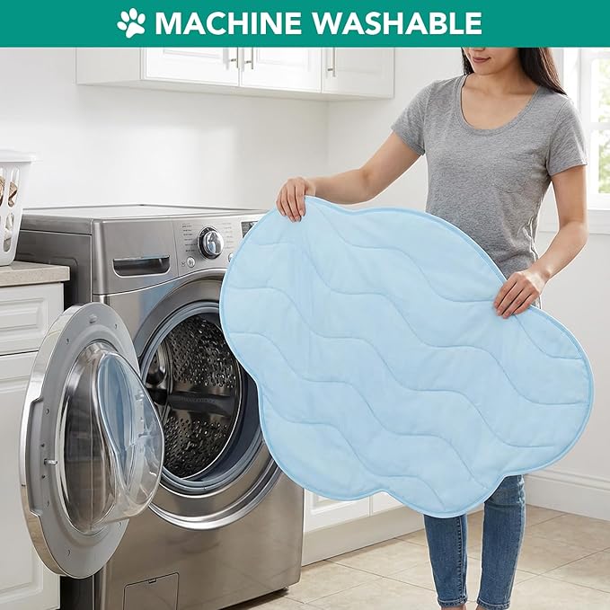 PetAmi Dog Cooling Mat, Cloud Shape, Reversible Cooling Nylon Blanket Soft Fleece Pet Pad for Dogs Cats, Summer All Season Use Q-Max>0.3, Large 49x59 in, Light Blue