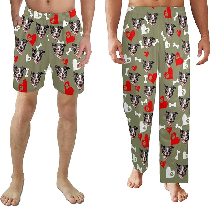 Custom Pajama Pants for Men, Personalized PJ Pants with Photos, Custom Mens Pajama Shorts, Gifts for Dad Husband