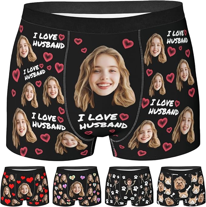 Personalized Underwear for Men with Face Custom Face Boxers Customized Boxer Briefs Funny Gifts for Him Husband Boyfriend
