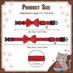 Leezmark 6 Pack Cat Collars with Bow Tie and Bell, Velvet Cat Collars with Bowtie, Adjustable 7-11 inch Cat Bow Tie Collar for Kitty Kitten Adult Cats, Pet Supplies Accessories