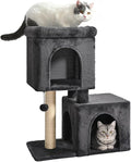 Amazon Basics 30-Inch Cat Tree Tower, Activity Center with 2 Plush Condos, Sisal Scratching Post and Hanging Pompom, Gray