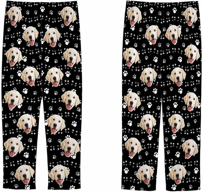 MyPupSocks Customized Face Pajamas Pants Sleep Bottoms for Men Women XS-2XL