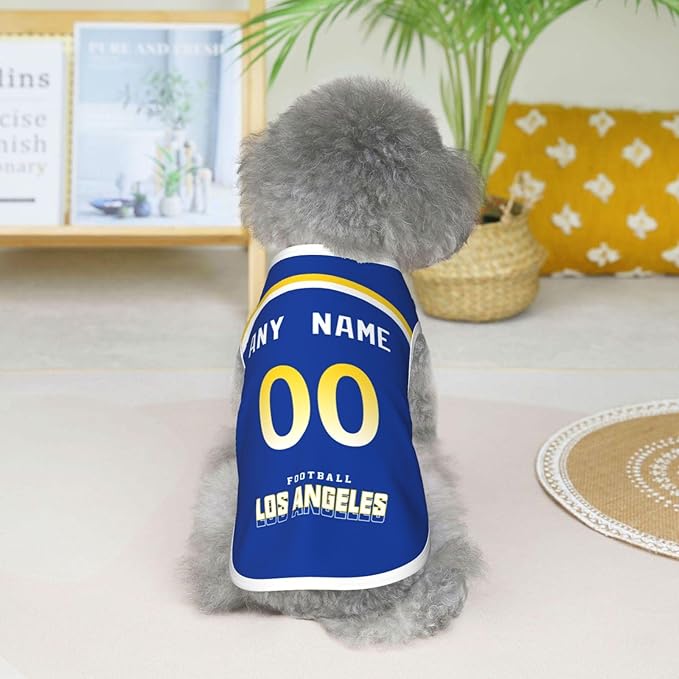 Los Angeles Custom Pet Jersey Dog Clothes Jersey Various Sizes Customized Any Name & Number for Small & Middle and Big Dogs