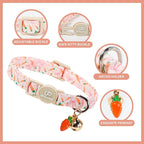 Cat Collar,2Pack Easter Day Cat Collars Cute Breakaway Kitty Collars,Easter Chicks & Carrots Cat Collar with Bell, Spring Pink Bow Kitten Collars with Safety Buckle for Girl & Boy Cats