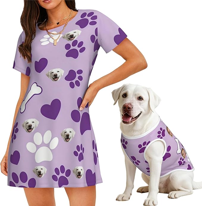Personalized Matching Dog and Owner Clothes Separately Sold, Custom Face Nightgown for Women Dogs