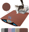 Extra Large Cat Litter Mat, 30x22 Inches Honeycomb Double Layer Cat Litter Trapping Mat, Non Slip Waterproof Urine Proof Large Kitty Litter Box Mat for Floor, Kitten Supplies, XL, Brown