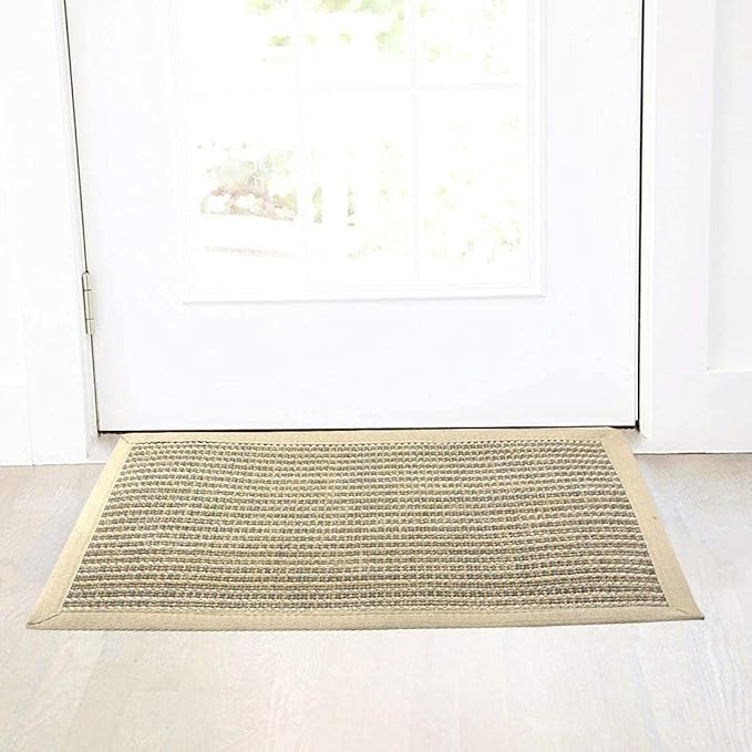 FUKUMARU Cat Scratcher Mat, 23.6 X 15.7 Inch Natural Sisal Cat Scratch Mats, Horizontal Cat Floor Scratching Pad Rug, Protect Carpets and Sofas (Cream - Thicken)