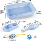 PAWISE Cat Litter Box Set, Small Cat Kitten Starter Kit, Includes Cats Toilet Kitten Litter Pan with Litter Scoop, Double Dish Cat Bowl, Kittens Mouse and Ball Toy