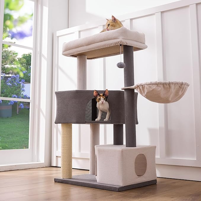 Gardner Pet 41" Tall Cat Tree Corduroy for Medium-Large Cats, Heavy Duty Cat Trees Towers with 2.8in Posts & Washable Top Perches, Easy to Assembly