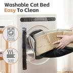 PJYuCien Premium Orthopedic Memory Foam Round Pet Bed for Large Cats, Small Dogs & Puppies - 20" Indoor Donut Cuddler with Non-Slip Bottom, Machine Washable, Supports Pets Up to 18 lbs, Khaki