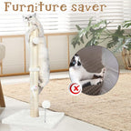 ANWA 32" Tall Cat Scratching Posts for Indoor Cats, 3-in-1 Cat Scratching Post with Plush Toys, Premium Sisal Post for Cats at All Ages with Reinforced Stable Base, Cream White