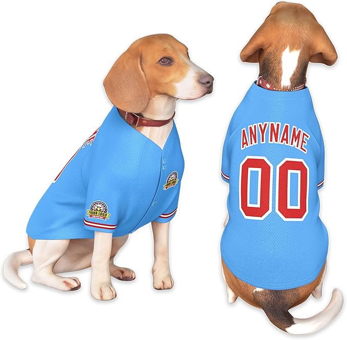 Custom Dog Baseball Jersey with Name Number Logo for Small Pet Dogs-Personalized Dog Shirts
