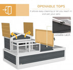 PawHut 3- Room Tortoise House Habitat with Balcony & 2 Stories, Indoor/Outdoor Wooden Tortoise Enclosure with Ladder, Tray, Openable Roof, Large Reptile Cage, 44" x 25.5" x 23", Gray