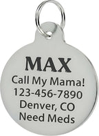Bad Tags Personalized Dog and Cat ID Tags in 25+ Designs and 2 Sizes - 5 Lines of Custom Engraved Text - Funny Cute Personalized Pet Tags (Invader of Personal Space - Blue, Small (1 inch))
