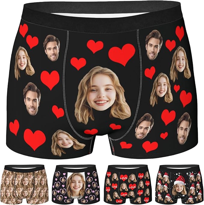 Personalized Underwear for Men with Face Custom Face Boxers Customized Boxer Briefs Funny Gifts for Him Husband Boyfriend