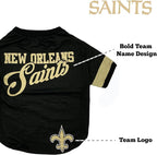 NFL New Orleans Saints T-Shirt for Dogs & Cats, Large. Football Dog Shirt for NFL Team Fans. New & Updated Fashionable Stripe Design, Durable & Cute Sports PET TEE Shirt Outfit