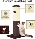 Cat Scratching Post, 32 Inch Cat Scratching Post for Large Cats, Cat Scratcher with Nature Sisal, Cat Scratch Post for Indoor Large Cats and Kitten, Brown