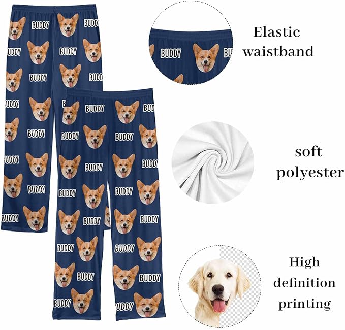 Custom Couple Pajama Pants Sock with Funny Face, Personalized PJ Anniversary Birthday Women Men Pants