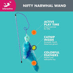 Nifty Narwhal Wand Cat Toy with Catnip, Pack of 1