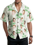 Custom Hawaiian Shirt with Face for Men, Unisex Tropical Beach Shirts Personalized Casual Funny Hawaii Button Down Shirts