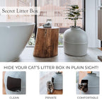 Secret Litter Box by Bundle & Bliss - Hidden Litter Box Enclosure, Patented Design with Odor Control, Includes Faux Plant, Carbon Filter and Real Stones