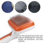 Self Cleaning Slicker Brush for Dogs, Cats Deshedding Grooming Tool, Skin Friendly, Remove Loose Shedding Hair, Glides Naturally without Pulling (Orange)