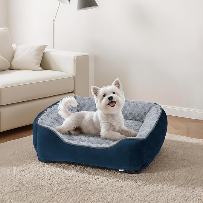 JOEJOY Rectangle Dog Bed for Large Medium Small Dogs - Washable Orthopedic Sofa Bed, Soft Breathable Puppy & Pet Cuddler, Durable Calming Dog Bed with Anti-Slip Bottom, Multiple Sizes, Navy Blue