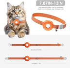 Cat GPS Tracker, Smart Cat Tracker Compatible with Apple Find My App (Only iOS), No Monthly Fee, Waterproof (White Tracker, Orange Cat Collar)