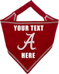NCAA Alabama Crimson Tide Personalized Tie Bandana for Dogs & Cats, Size Large/X-Large. Custom Dog Scarf Bib for Pet Cat Dog. Ultimate Game-Day & Party Customizable Bandana