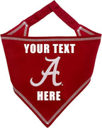 NCAA Alabama Crimson Tide Personalized Tie Bandana for Dogs & Cats, Size Large/X-Large. Custom Dog Scarf Bib for Pet Cat Dog. Ultimate Game-Day & Party Customizable Bandana