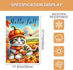 Hello Fall Garden Flag Cute Kitten Pumpkin Hat Scarf Flag 12x18 Inch Autumn Pet Decor Double Sided Outdoor Banner For Front Yard Porch Lawn Patio Seasonal Home Decor for autumn