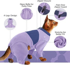 QBLEEV Cat Clothes, Soft Cat Sweaters for Cats Only, Kitten Surgery Recovery Suit Onesie Pajamas, Four Legs Cats Shirts Apparel Clothing for Hair Loss Prevention, Purple, M