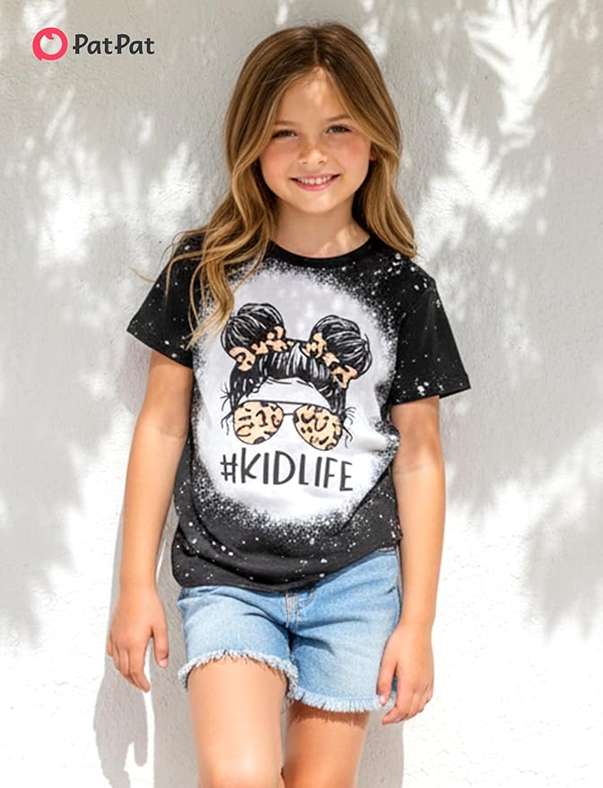 PATPAT Girls Crewneck Short Sleeve Graphic Tees Animal Print Shirts Cute Summer Outfits 5-12 Years