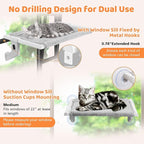 2 in 1 Cat Window Perch,Cat Window Hammock with Metal Sliding Clamping Adjustment,Removable Two Fabrics Cover,4 Suction Cups,Window Beds for Indoor Cat(22"x13")