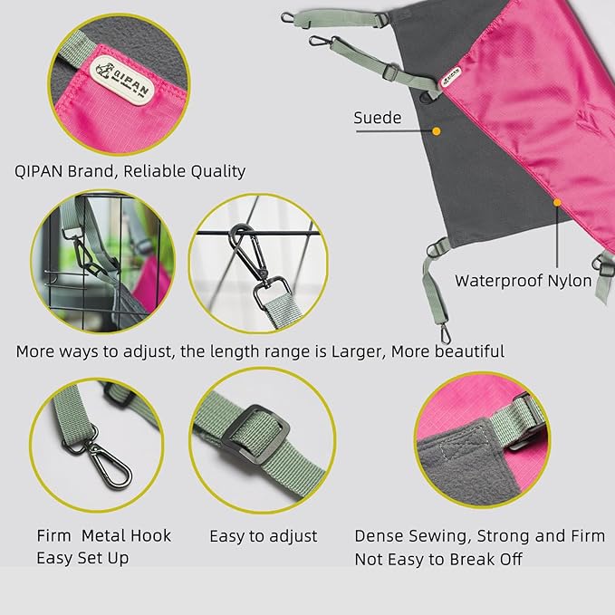 2 Pcs Small Kitty Cat Hammock for Cage,2 Pieces Reversible Cat Hanging Hammock,Cat Hammock Hanging,Washable Soft Outdoor Cat Mat,Waterproof Cooling Kittens Pad for Cats (Large, RedRed)