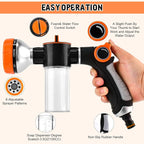 Dog Wash Hose Attachment, Garden Hose Nozzle Sprayer with Soap Dispenser, 8 Patterns High Pressure Water Hose Spray Nozzles for Watering Plants, Car Washes, Pet Showers