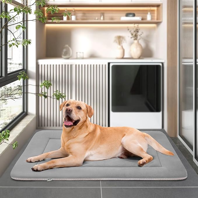 JoicyCo Large Dog Bed Soft Dog Crate Pad Mat 42 in Non-Slip Bottom Washable Dog Sleeping Mattress Pet Beds Cat Beds Kennel Pads
