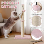 Dimaka Tall Cat Scratching Post, Claw Scratcher with Sisal Rope and Covered with Soft Smooth Plush, Vertical Scratch [Full Strectch] for Standard Size Cats (Pink, 29 inches for All Cats)