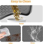 Cat Food Mat, 40" x 28" Extra Large Silicone Pet Feeding Mat with Raised Edge Pet Placemat for Food and Water Bowl Non-Slip, Easy to Clean, Floor Protection (Dark Grey)