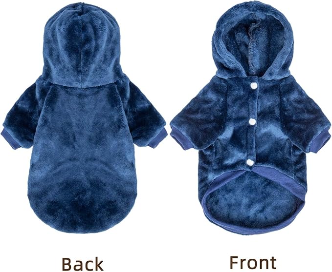FabriCastle Dog Hoodie Sweater for Small Dogs Boy and Girl, Dog Clothes XS XXS Puppy Sweatshirt, Pet Outfit, Cat Clothing Super Soft Warm Snap On Closure (Navy, Small)