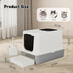 RIZZARI Stainless Steel Cat Box: Beige Leak-Proof Large Enclosed Litter Pan Indoor Odorless Tray for Multiple Cats - Teflon Non-Stick Coating - for Cats Under 20 lbs - Ideal for Laundry Room Balcony