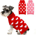 2 Pack Valentines Dog Sweater, Knit Pet Small Dog Sweater Holiday Valentine’s Day Outfit Clothes for Small Medium Large Dogs Pets (Red & Pink, Large)