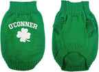 Personalized Dog Sweater, Custom Knit Sweater with Clover Embroidery, St. Patrick's Day Design for Dogs, Ideal Gift for Dog Owners, Pet Apparel Gift#1