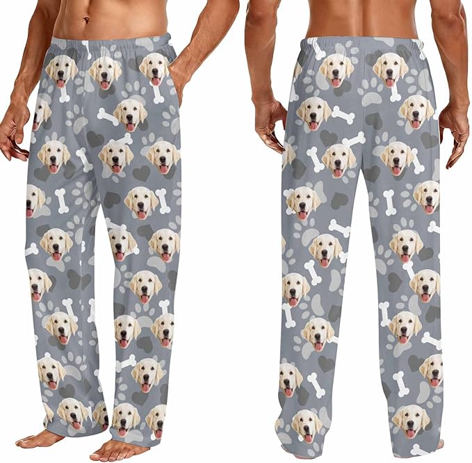 Custom Couple Pajama Pants Sock with Funny Face, Personalized PJ Anniversary Birthday Women Men Pants