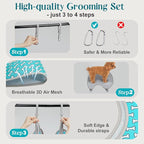 Supet Dog Grooming Hammock Harness for Dogs Cats, Relaxation Pet Nail Clipper Hammock, Restraint Dog & Large Animal Leashes Sling for Groomingk for Nail Trimming (Coral Blue, L)