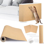 4pack Cat Scratch Couch Furniture and Wall Protector | Adhesive Cat Scratch Pad for Covering Cat Tower, DIY Climbing Cat Scratcher Couch Protector from Cat Claws Scratching (Khaki)