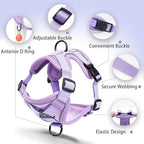 No Pull Dog Harness with Leash Set for Small Sized Dog, Reflective Adjustable No Choke Front Clip Cat Vest Harness with Breathable Mesh, Comfortable Soft Padded Pet Vest, Purple L