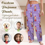 Custom Couple Pajama Pants Sock with Funny Face, Personalized PJ Anniversary Birthday Women Men Pants