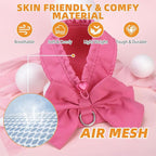 KOOLTAIL Small Dog Harness and Leash Set, Cute Puppy Vest Harnesses with Bowtie for Girl Outfit, Step in No Pull Soft Mesh Padded Adjustable Pet Harness for Extra-Samll Medium Dogs Cats, XS S, Pink M